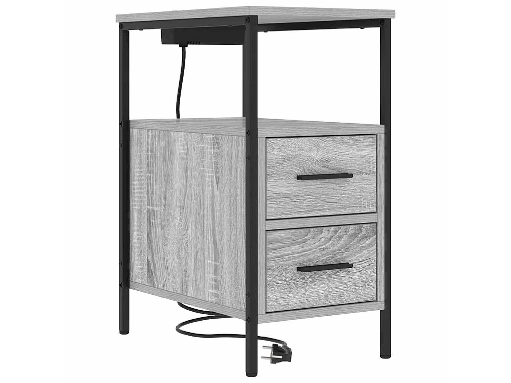 Mesa de Noche con cajón 2 piezas Gris sonoma 30 x 48 x 61 cm