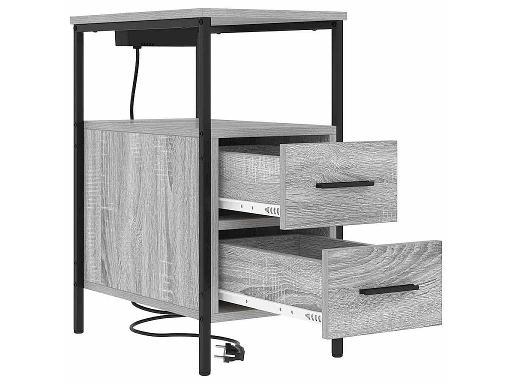 Mesa de Noche con cajón 2 piezas Gris sonoma 30 x 48 x 61 cm