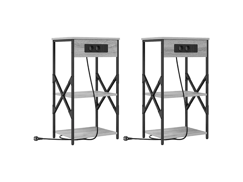 Armario de Noche con estante 2 piezas Gris sonoma 41 x 31 x 76 cm