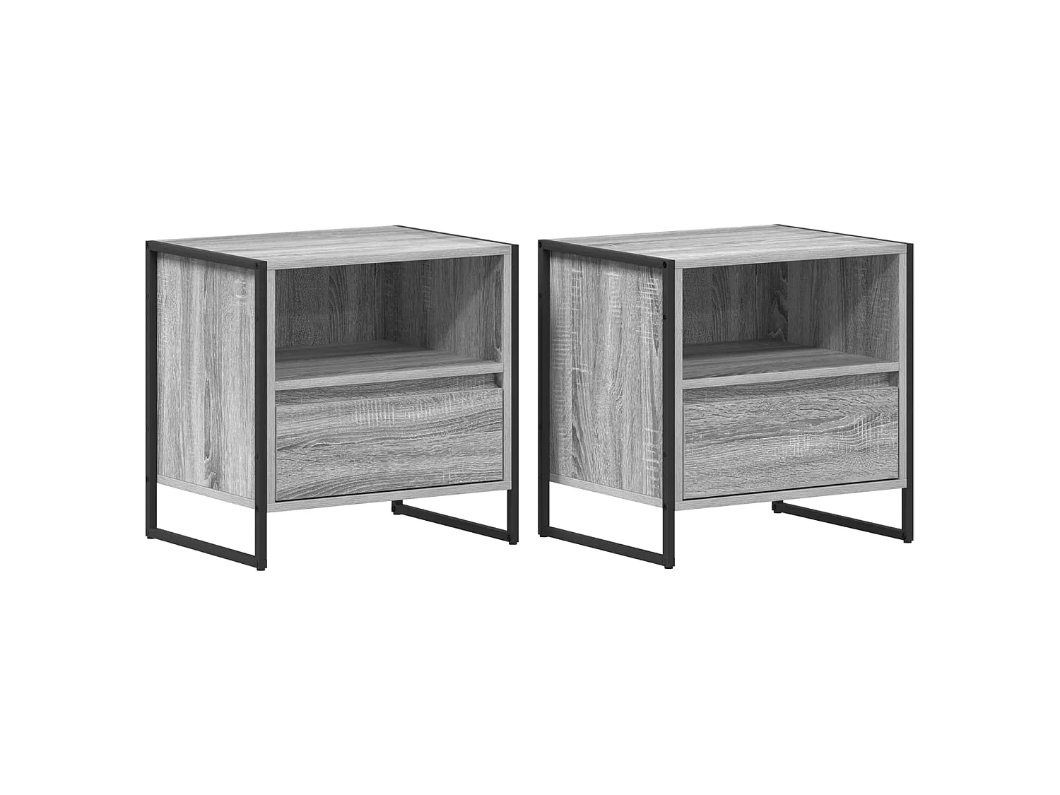 Mesa de Noche con cajón 2 piezas Gris Sonoma 50 x 39,5 x 50 cm