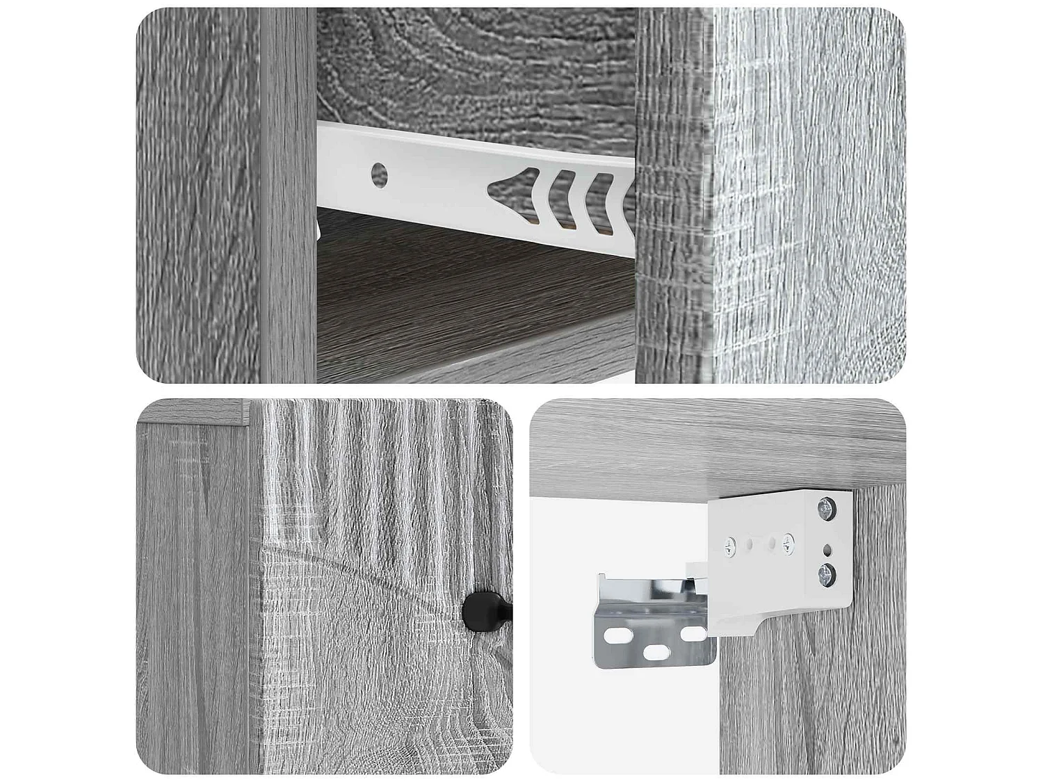 Table de chevet mural Sonoma gris 34,5 x 33 x 20 cm