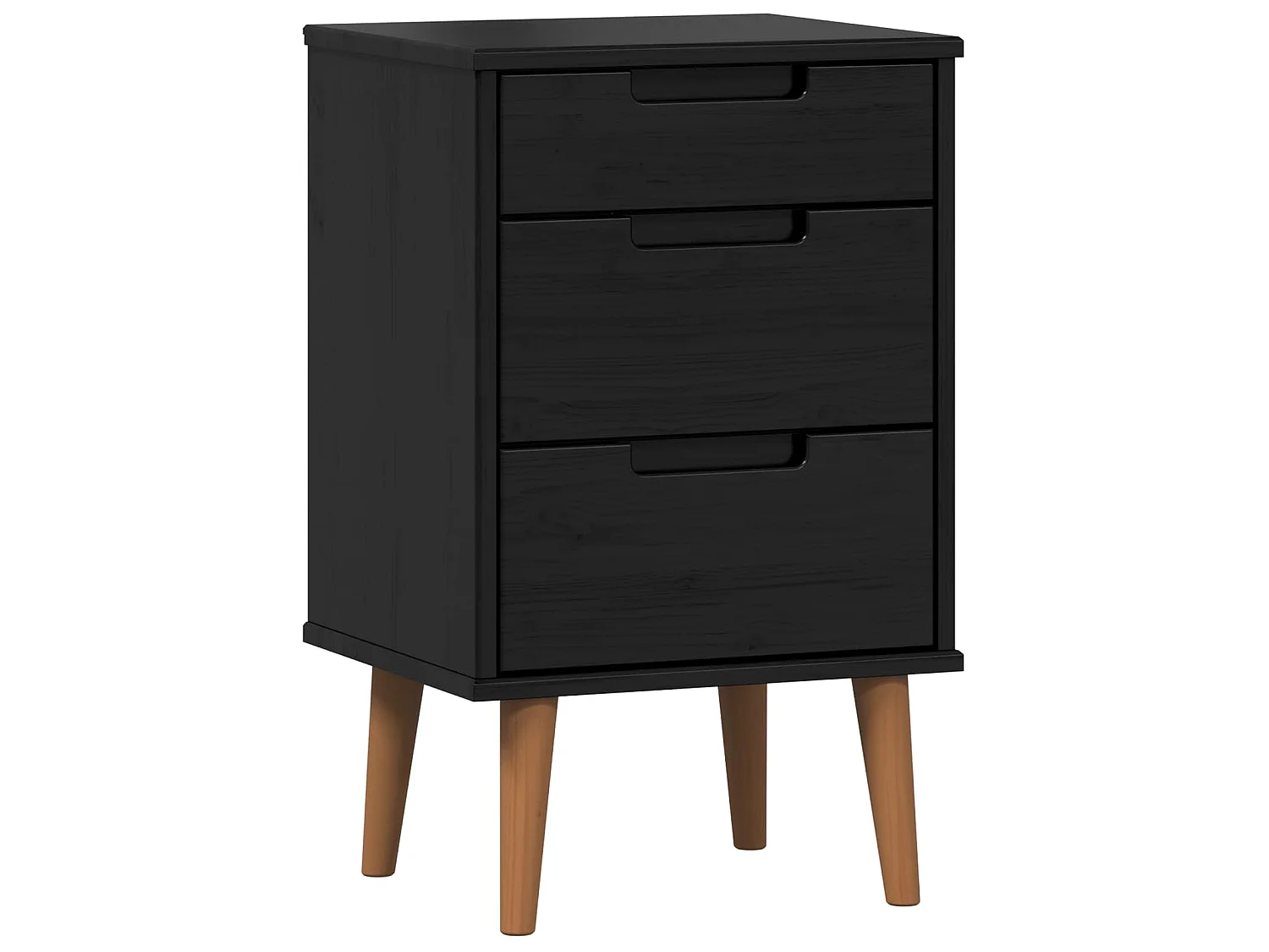Table de chevet avec tiroir Noir 40 x 35 x 65 cm Pin massif