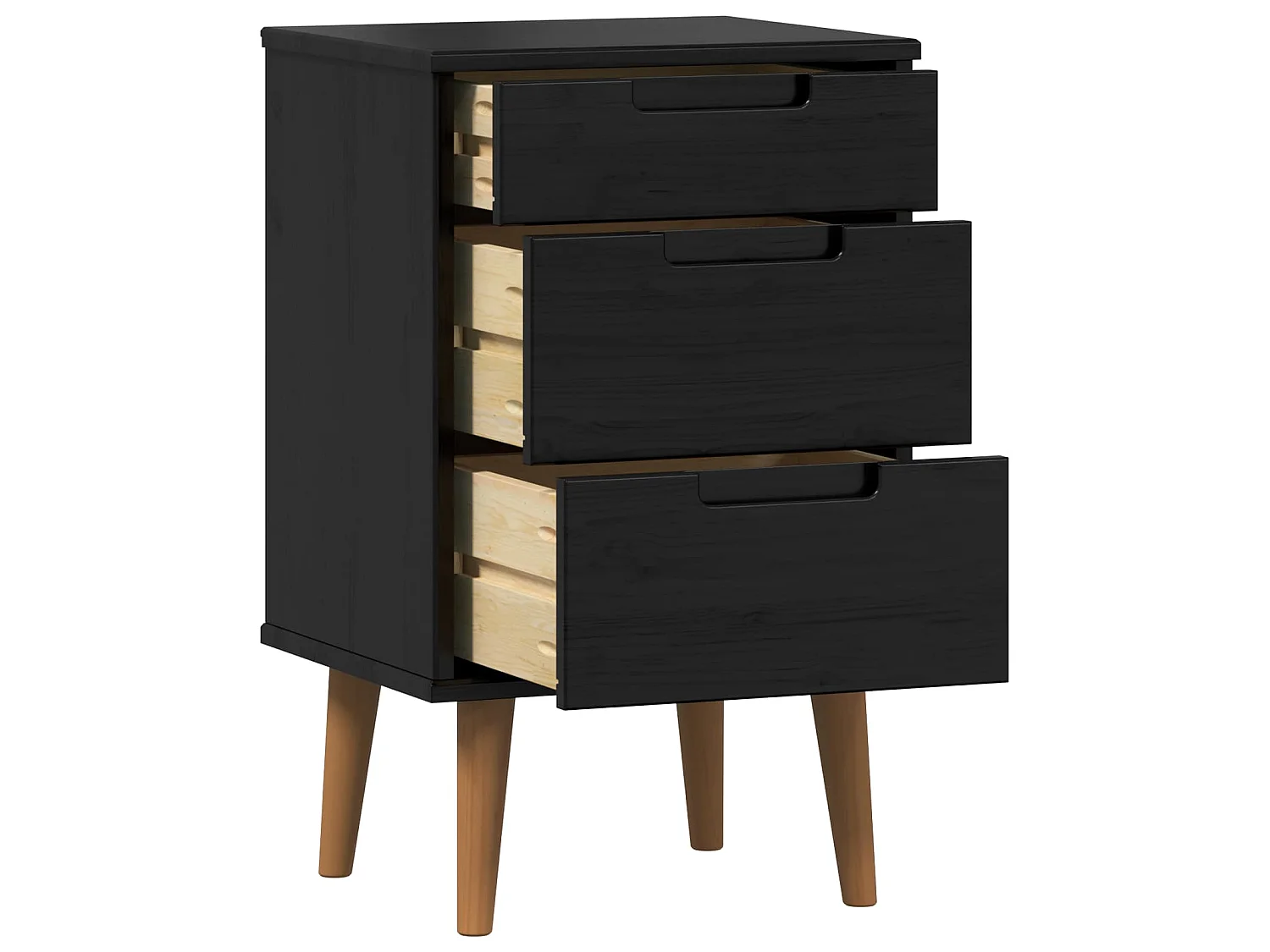 Table de chevet avec tiroir Noir 40 x 35 x 65 cm Pin massif