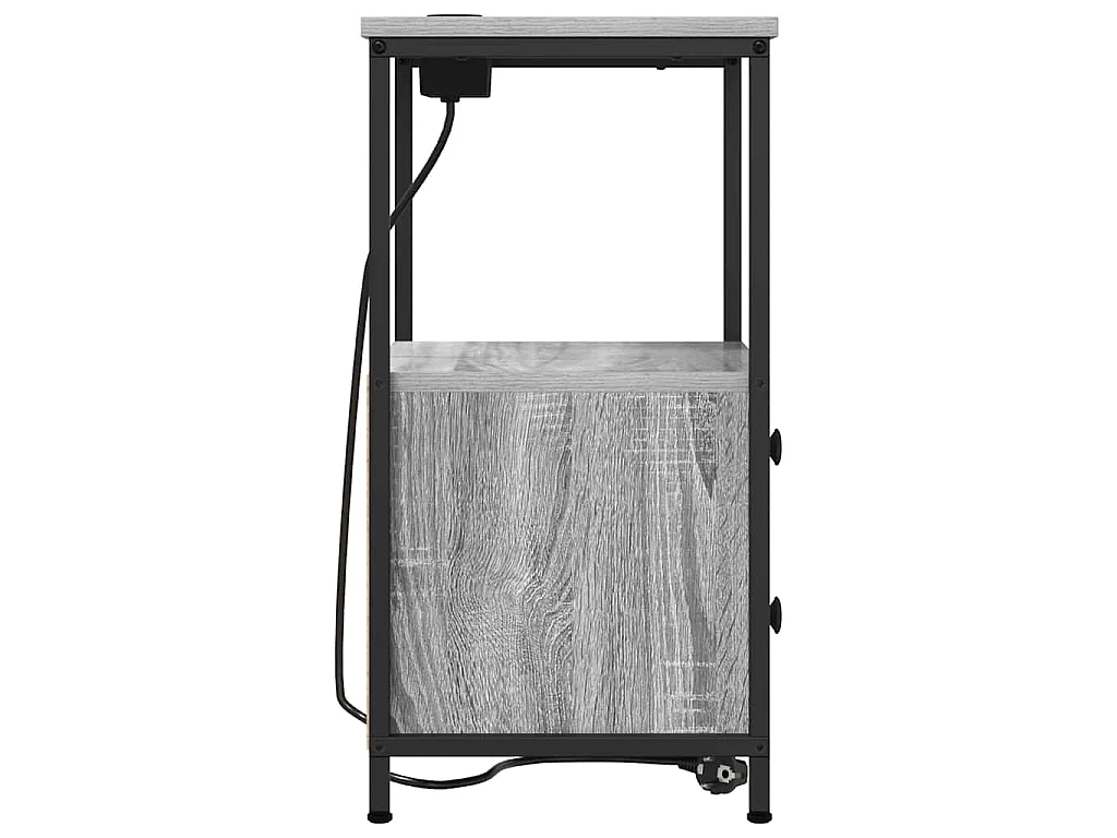 Cabinete de Noche con Estación de Carga con cajón Gris sonoma