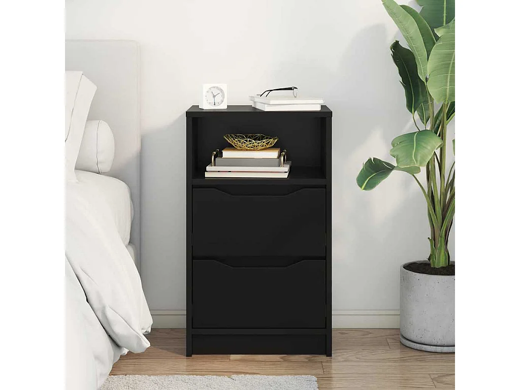 Mesa de Noche Negro 40 x 30 x 467 cm Madera contrachapada