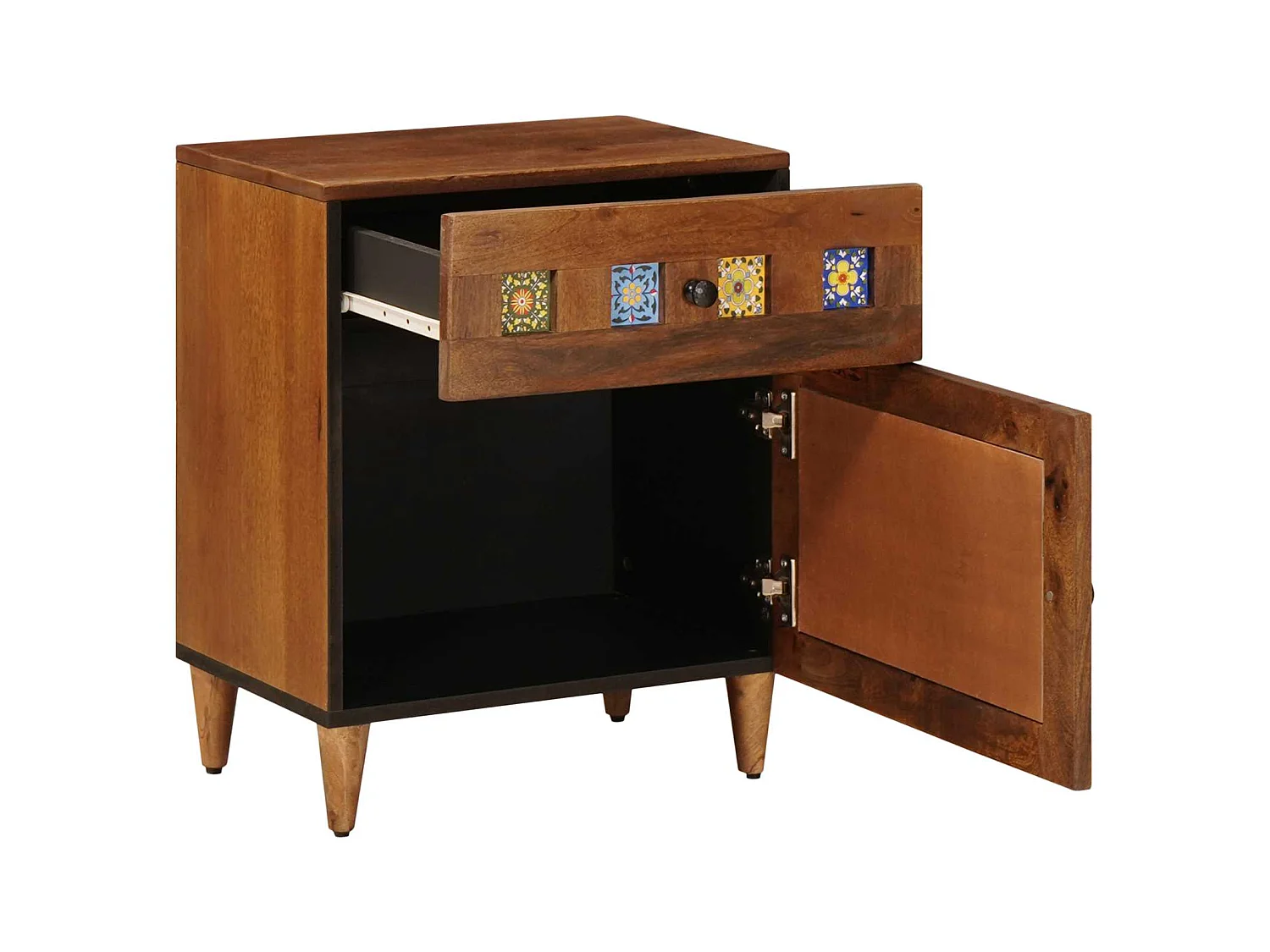 Armario de Noche Marrón 50 x 33 x 60 cm Madera de mango maciza