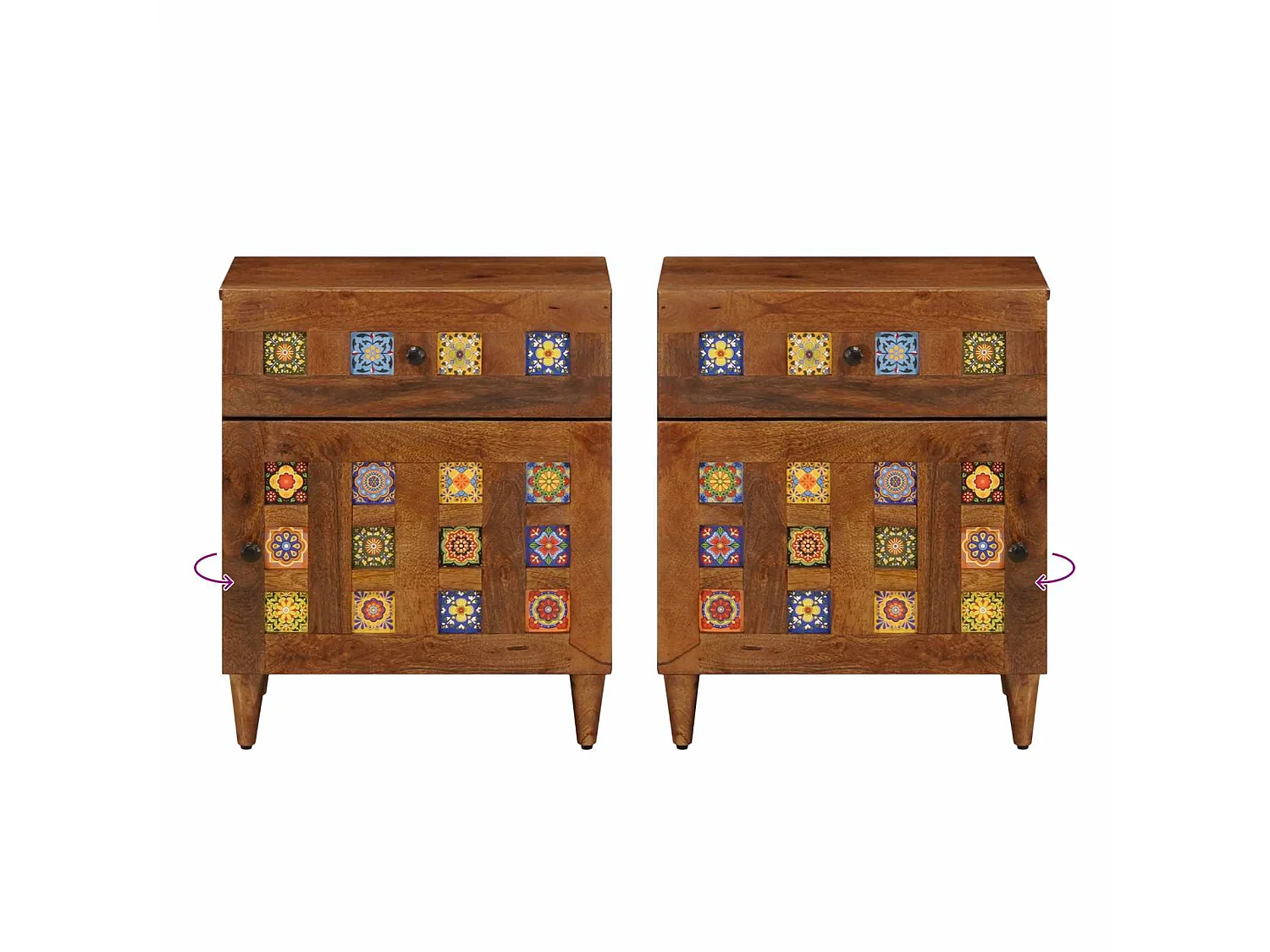 Armario de Noche Marrón 50 x 33 x 60 cm Madera de mango maciza