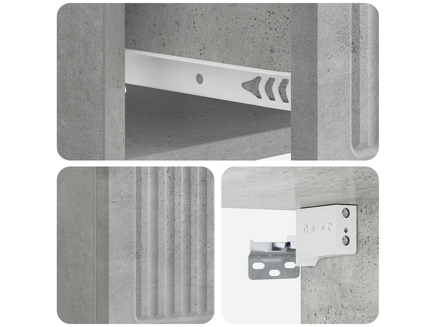 Table de chevet mural Gris béton 33 x 34,5 x 20 cm