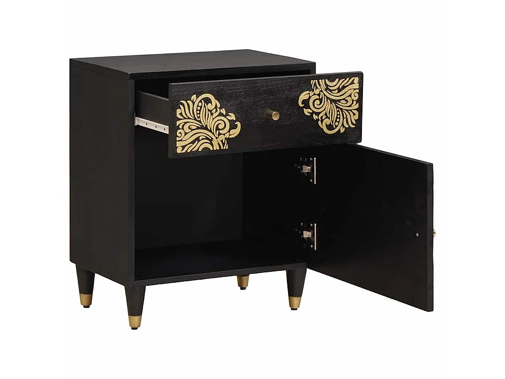Cabinet de noche con puerta con cajón Negro 50 x 33 x 60 cm