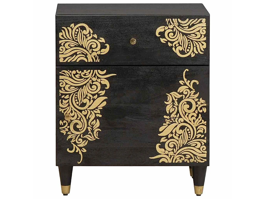 Cabinet de noche con puerta con cajón Negro 50 x 33 x 60 cm
