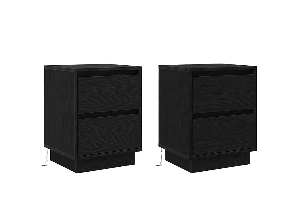Armario de Noche con cajón con 2 piezas Negro 39 x 34.5 x 50 cm