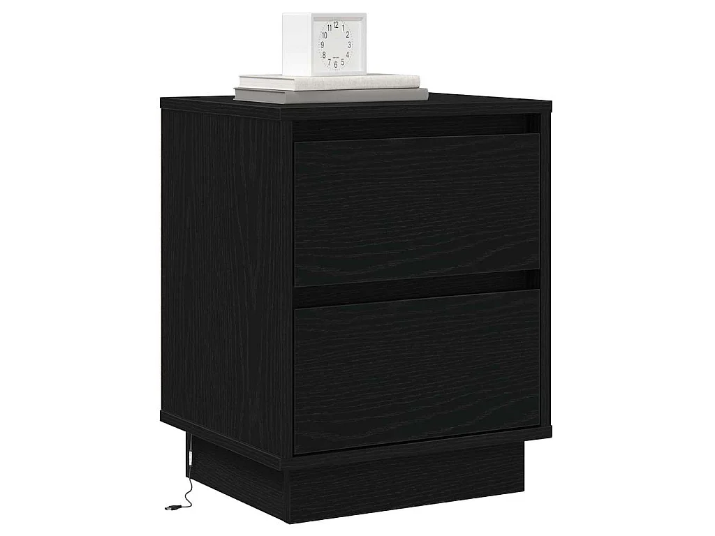 Armario de Noche con cajón con 2 piezas Negro 39 x 34.5 x 50 cm