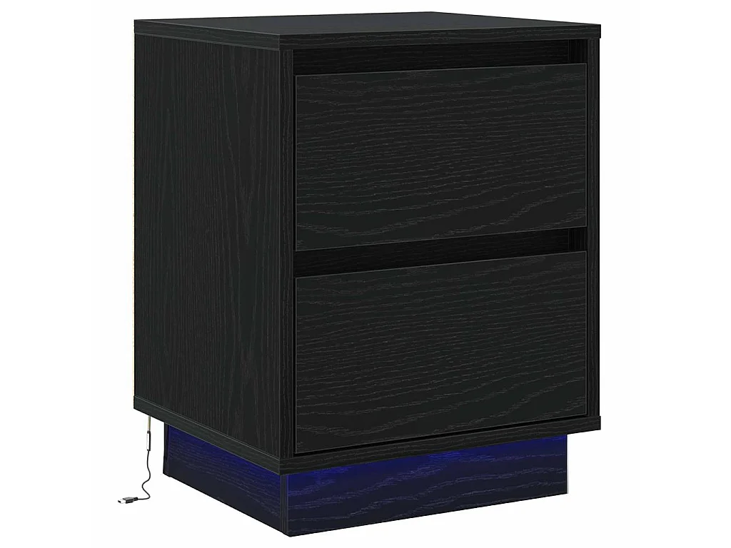 Armario de Noche con cajón con 2 piezas Negro 39 x 34.5 x 50 cm