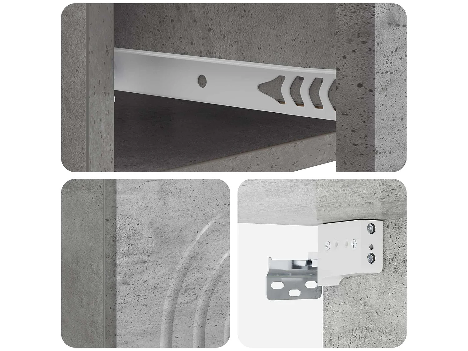 Table de chevet mural Gris béton 33 x 34,5 x 20 cm