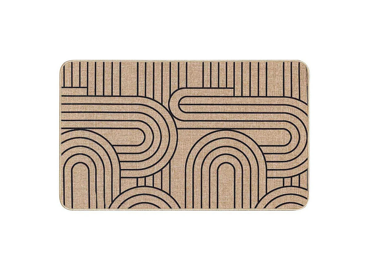 Tapis Déco Imprimé "Modul" 45x75cm Naturel & Noir