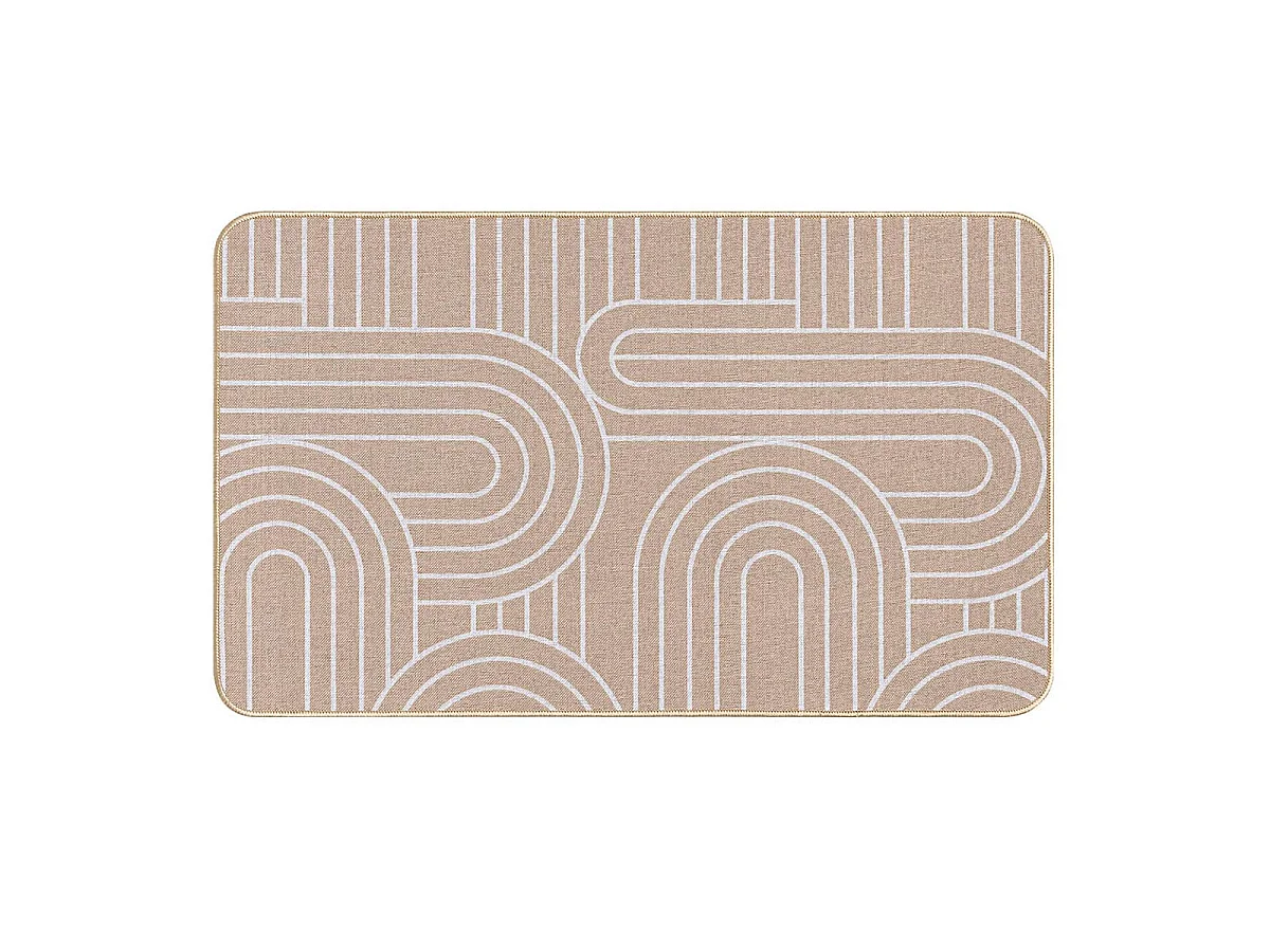 Tapis Déco Imprimé "Modul" 45x75cm Naturel & Blanc