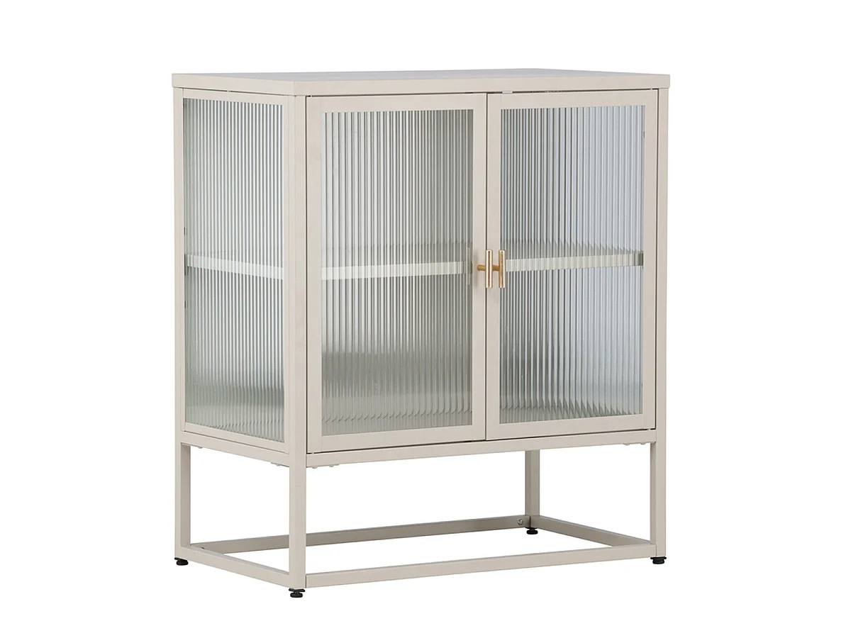 Vitrine 2 Portes Design "Garis" 80cm Beige