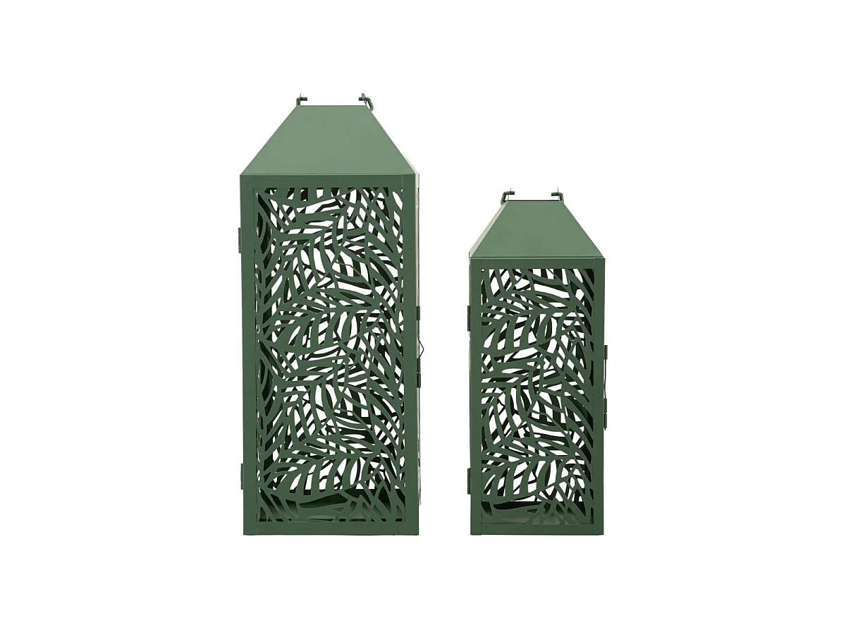 Lot de 2 Lanternes en Métal "Carving" 44cm Vert