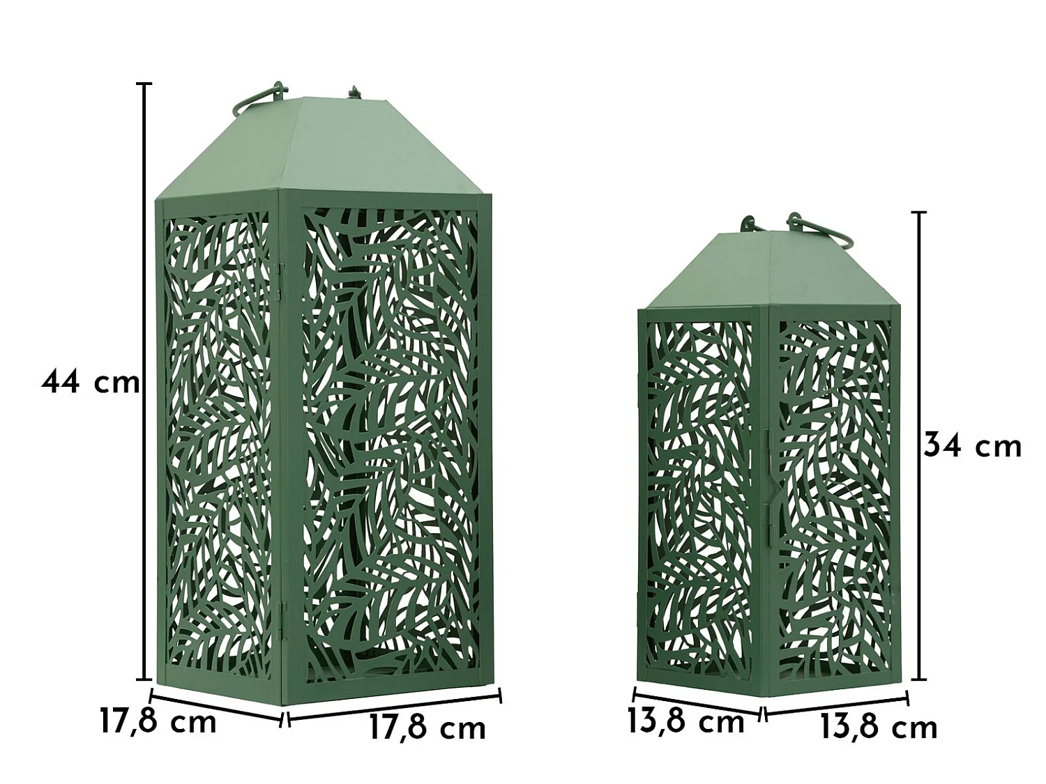 Lot de 2 Lanternes en Métal "Carving" 44cm Vert