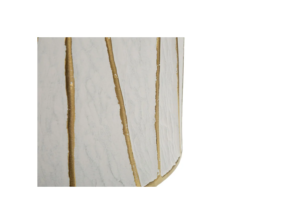 Tangeri moderne tafellamp - cilindrische voet van goud en wit keramiek, stoffen lampenkap, E27 fitting - 40x40x60 cm