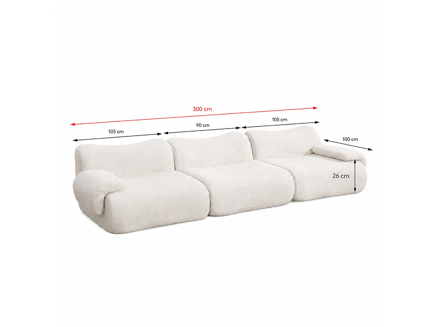 Canapé compressé 4 places en velours beige POOLE