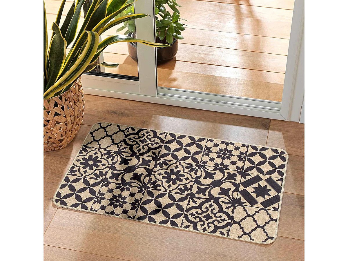 Tapis Tissé Imprimé "Bizancia" 45x75cm Naturel