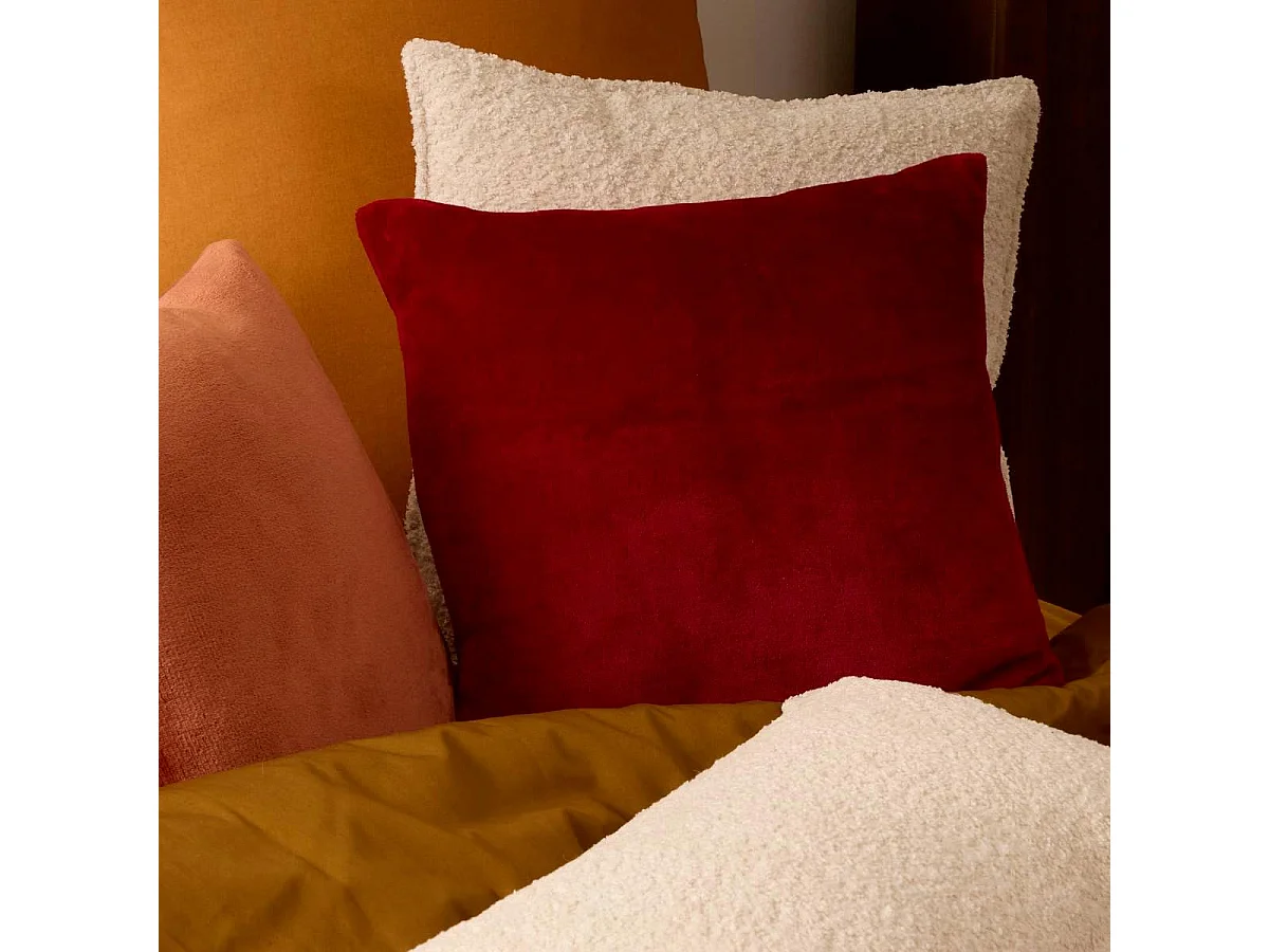 Coussin en Flanelle Uni "Ollis" 38x38cm Rouge