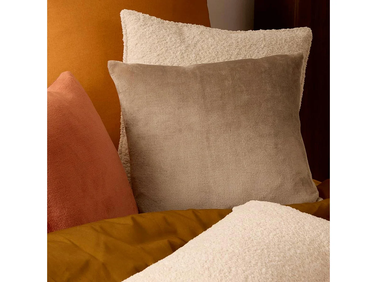 Coussin en Flanelle Uni "Ollis" 38x38cm Beige Lin
