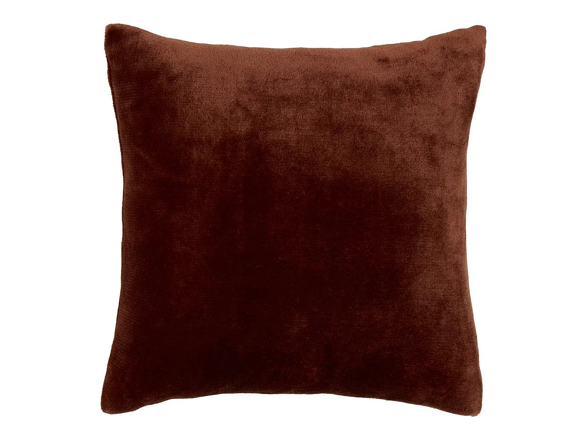 Coussin en Flanelle Uni "Ollis" 38x38cm Marron Tonka