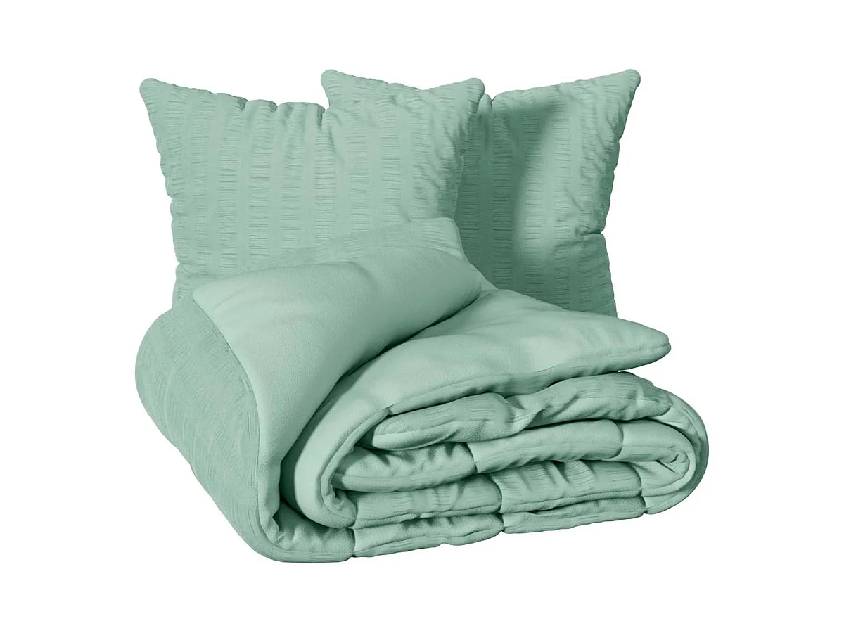 Parure de Lit 3 Pièces "Irhia" 240x220cm Vert Céladon