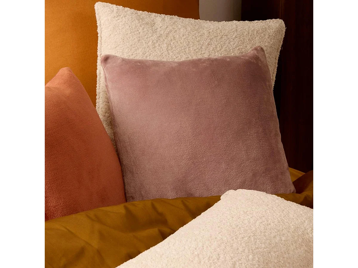 Coussin en Flanelle Uni "Ollis" 38x38cm Rose