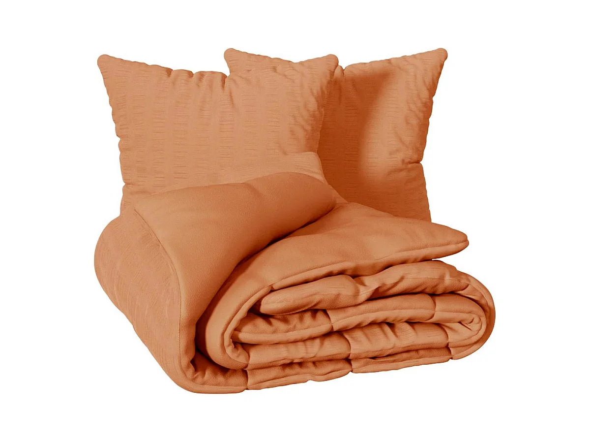 Parure de Lit 3 Pièces "Irhia" 240x220cm Terracotta