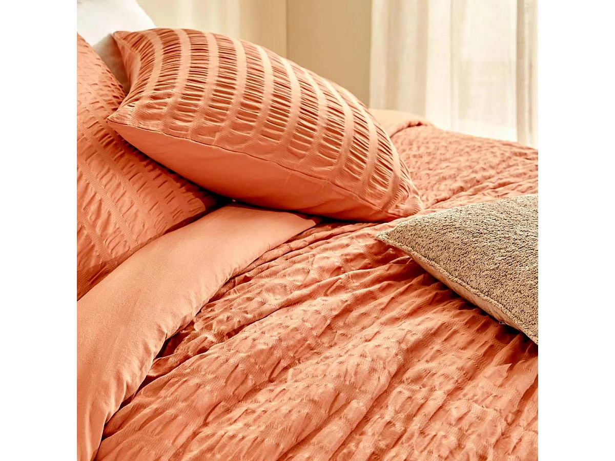 Parure de Lit 3 Pièces "Irhia" 240x220cm Terracotta