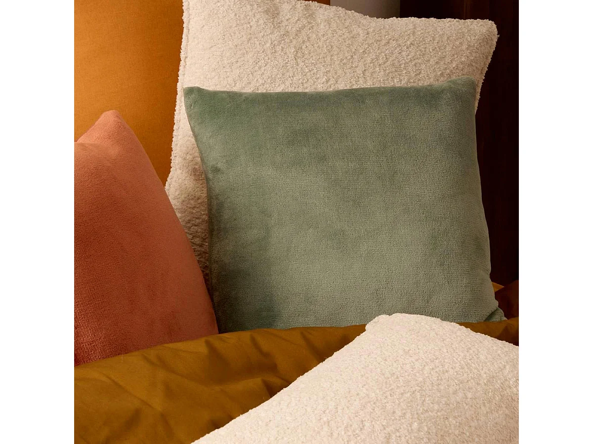 Coussin en Flanelle Uni "Ollis" 38x38cm Vert Céladon