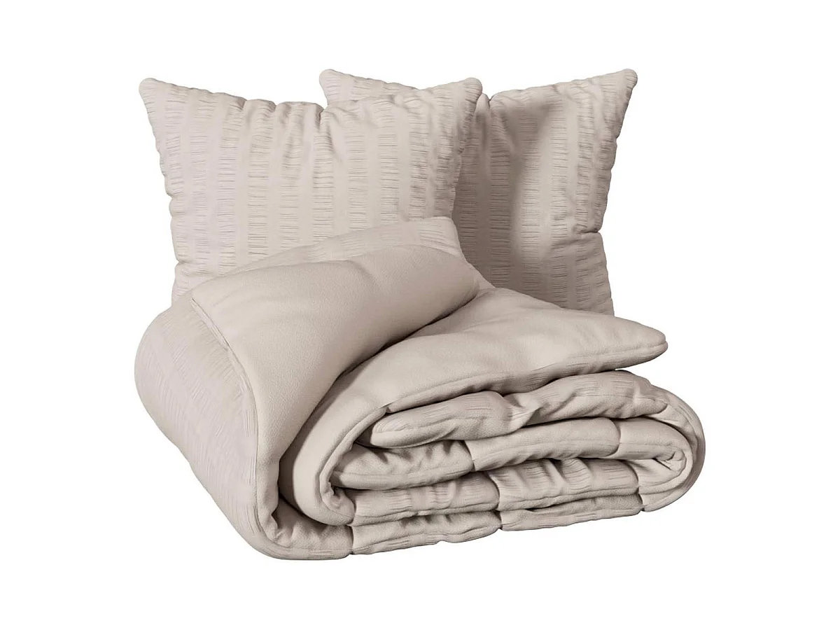 Parure de Lit 3 Pièces "Irhia" 240x220cm Beige
