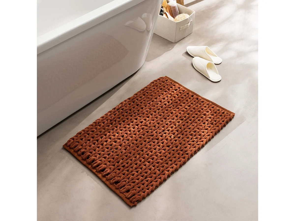 Tapis de Bain en Chenille "Ariel" 50x80cm Terracotta