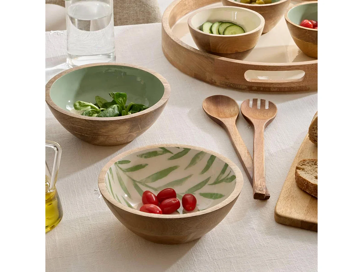 Saladier en Bois "Inaya" 25cm Vert