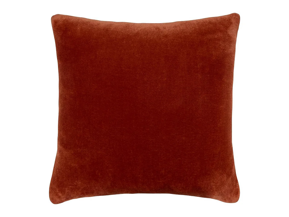 Coussin en Flanelle Uni "Ollis" 38x38cm Terracotta