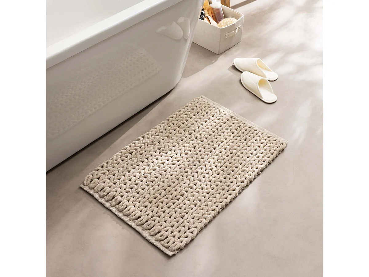 Tapis de Bain en Chenille "Ariel" 50x80cm Sable