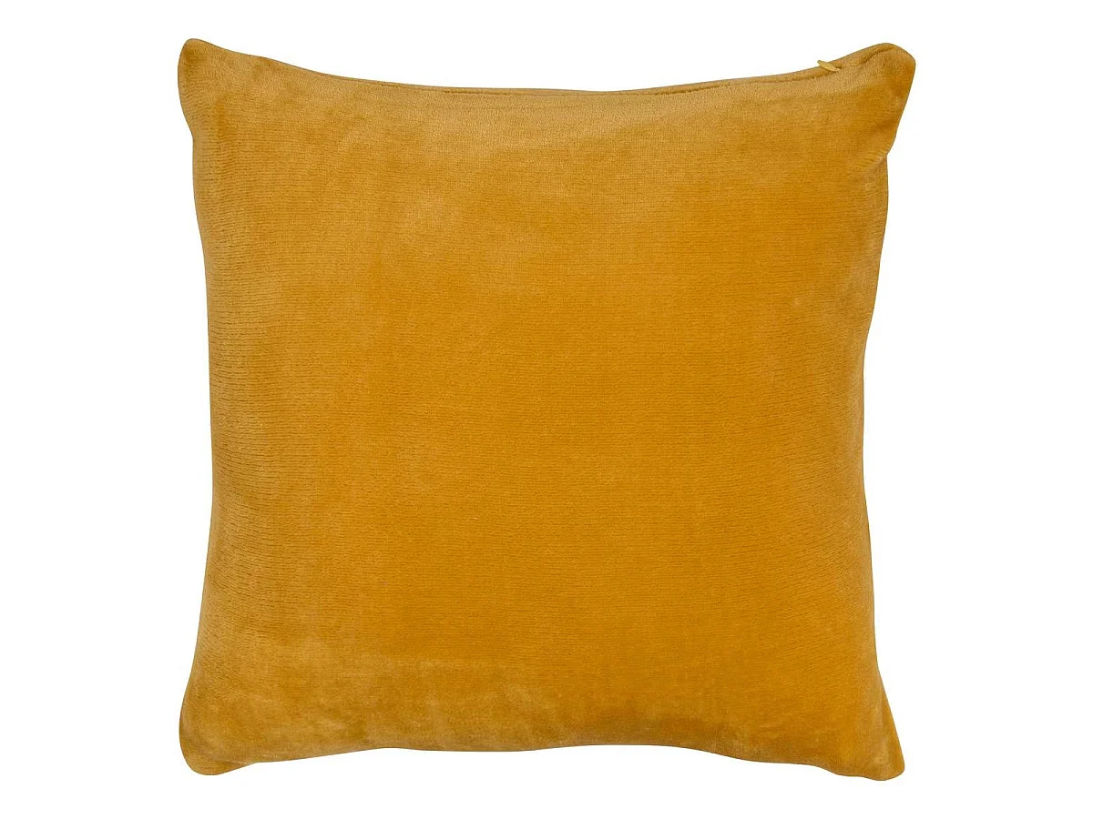 Coussin en Flanelle Uni "Ollis" 38x38cm Ocre