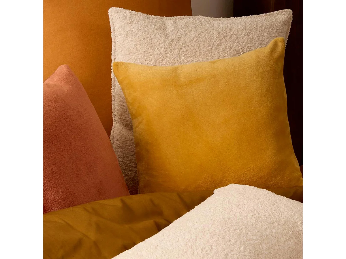 Coussin en Flanelle Uni "Ollis" 38x38cm Ocre