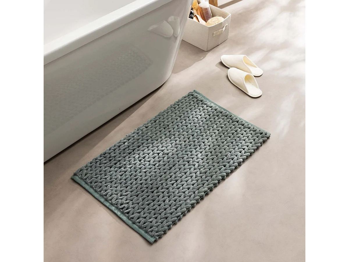 Tapis de Bain en Chenille "Ariel" 50x80cm Vert Cèdre