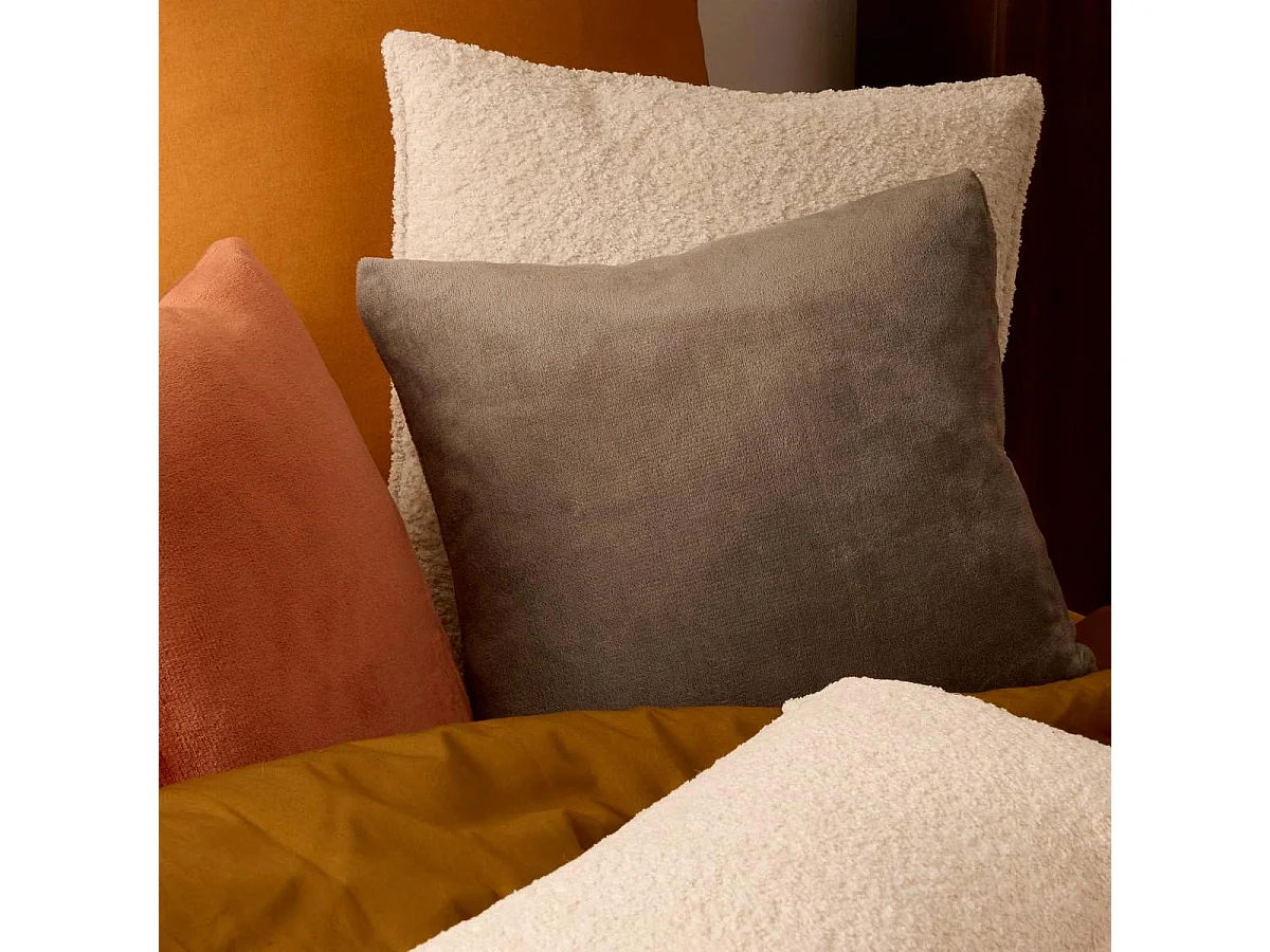 Coussin en Flanelle Uni "Ollis" 38x38cm Gris Foncé