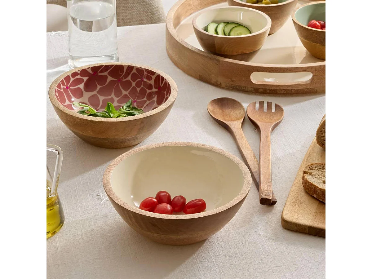 Saladier en Bois "Inaya" 25cm Terracotta