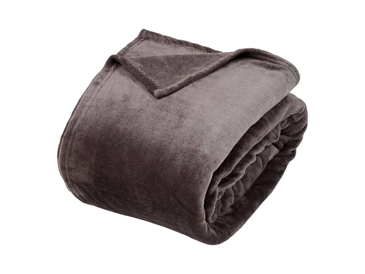 Plaid en Flanelle Uni "Ollis" 240x260cm Gris Foncé