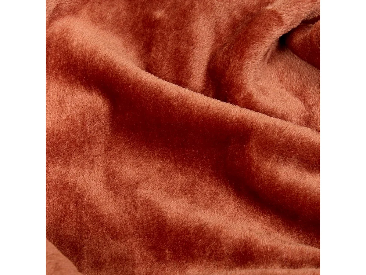 Plaid en Flanelle Uni "Ollis" 240x260cm Terracotta