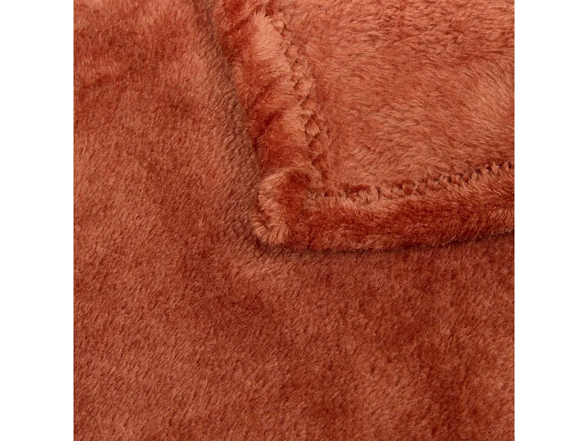 Plaid en Flanelle Uni "Ollis" 240x260cm Terracotta