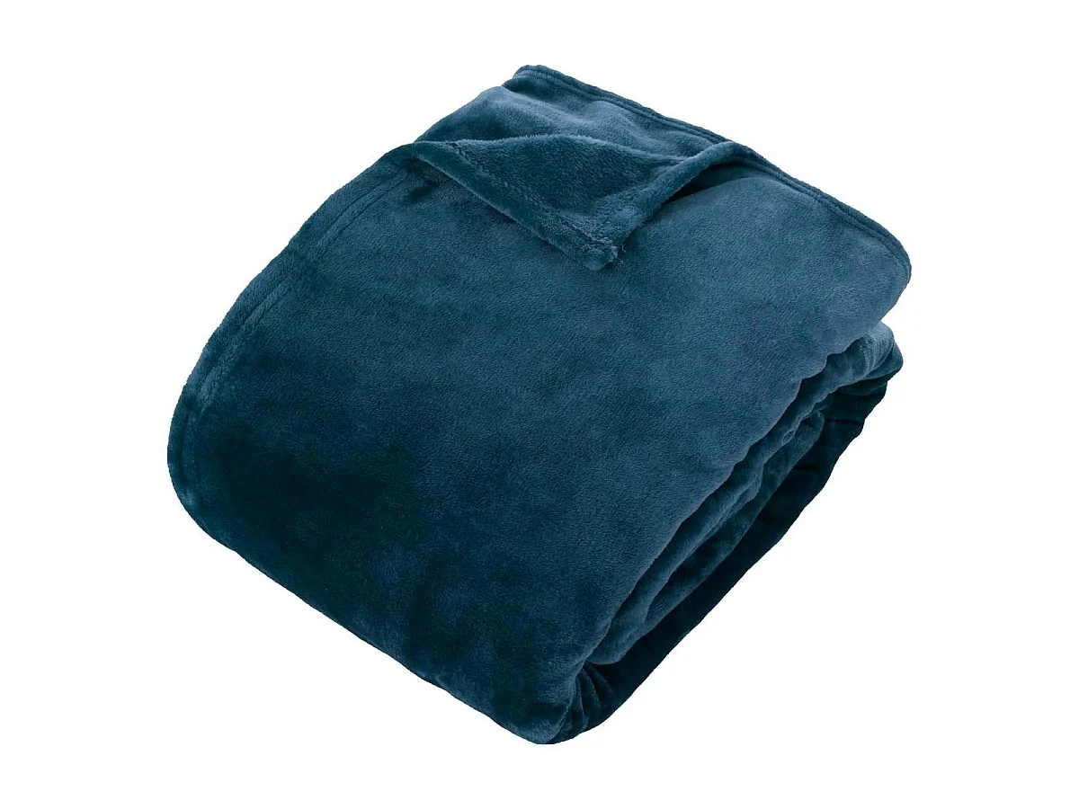 Plaid en Flanelle Uni "Ollis" 240x260cm Bleu