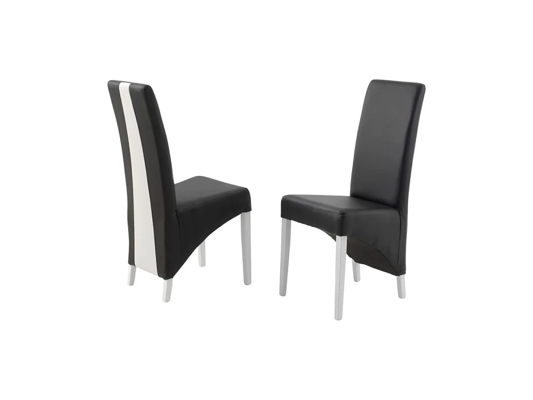 Lot de 2 chaises BASIKA noir et blanc en similicuir – Style vintage