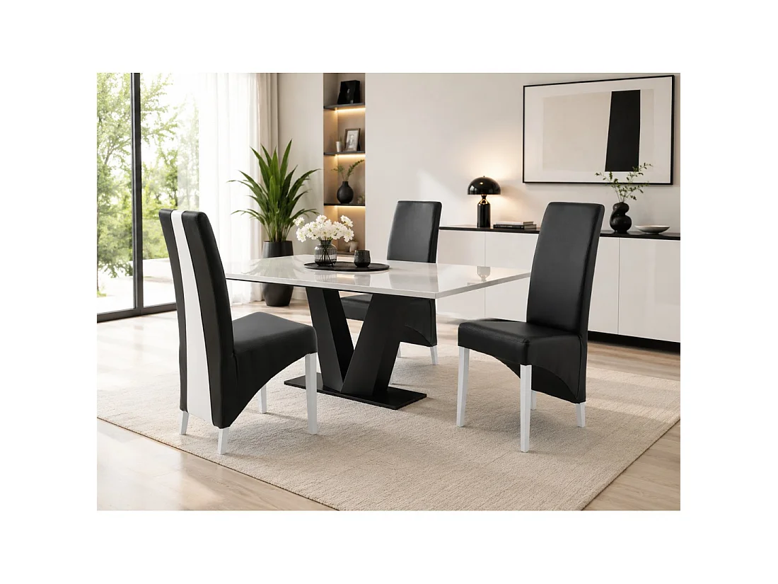 Lot de 2 chaises BASIKA noir et blanc en similicuir – Style vintage